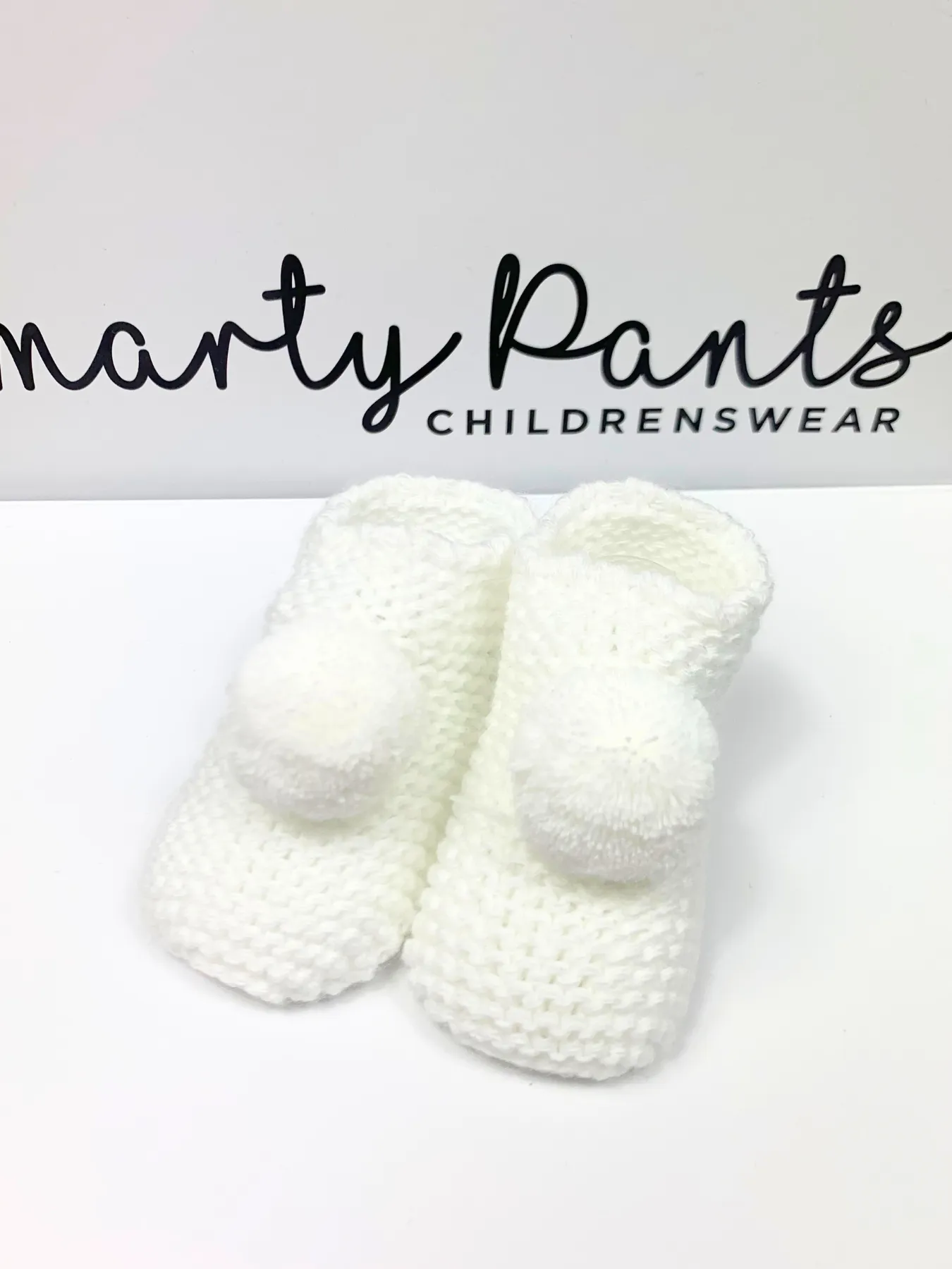 Knitted Pom Pom Booties - 2 Colours