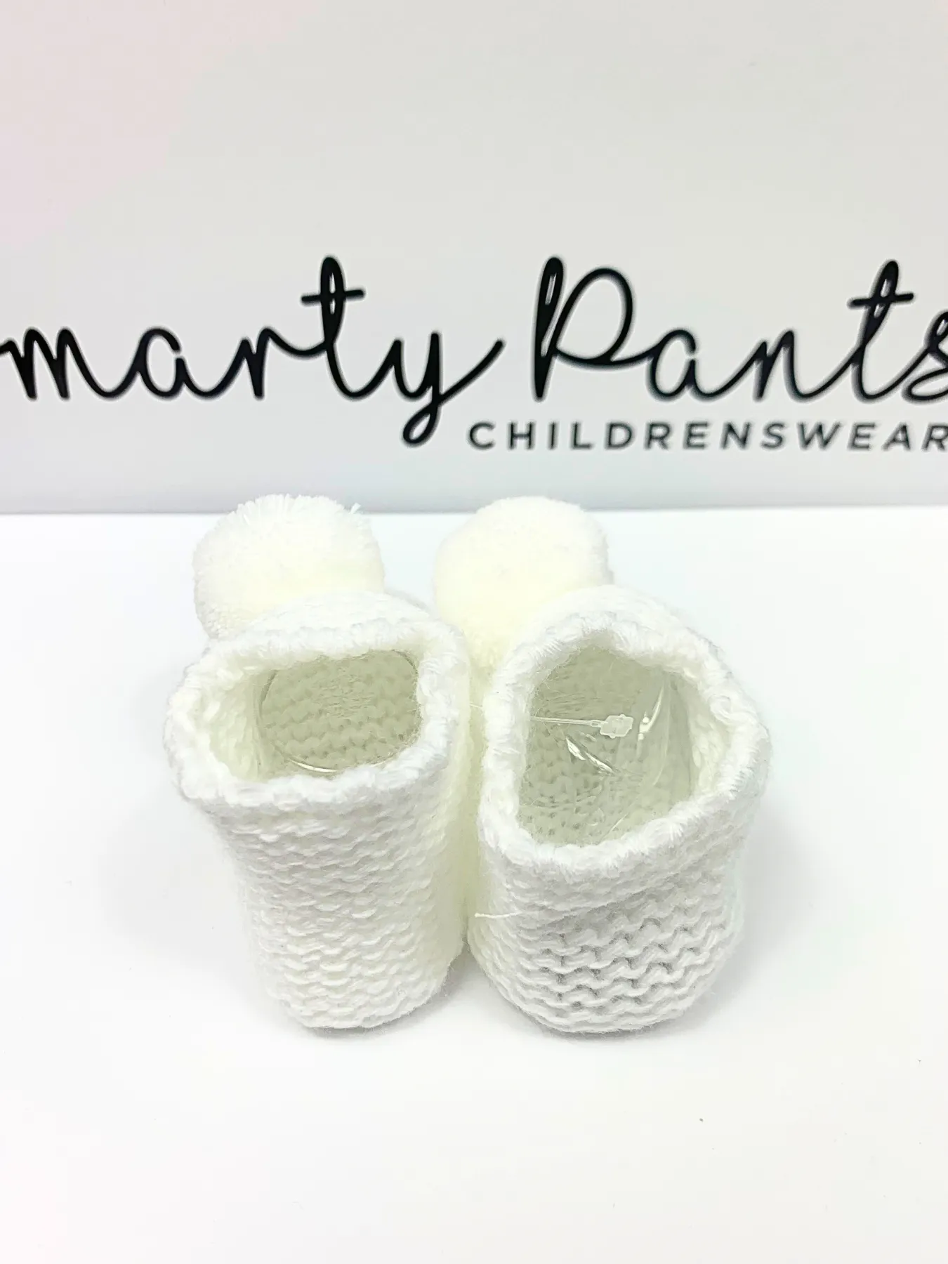 Knitted Pom Pom Booties - 2 Colours