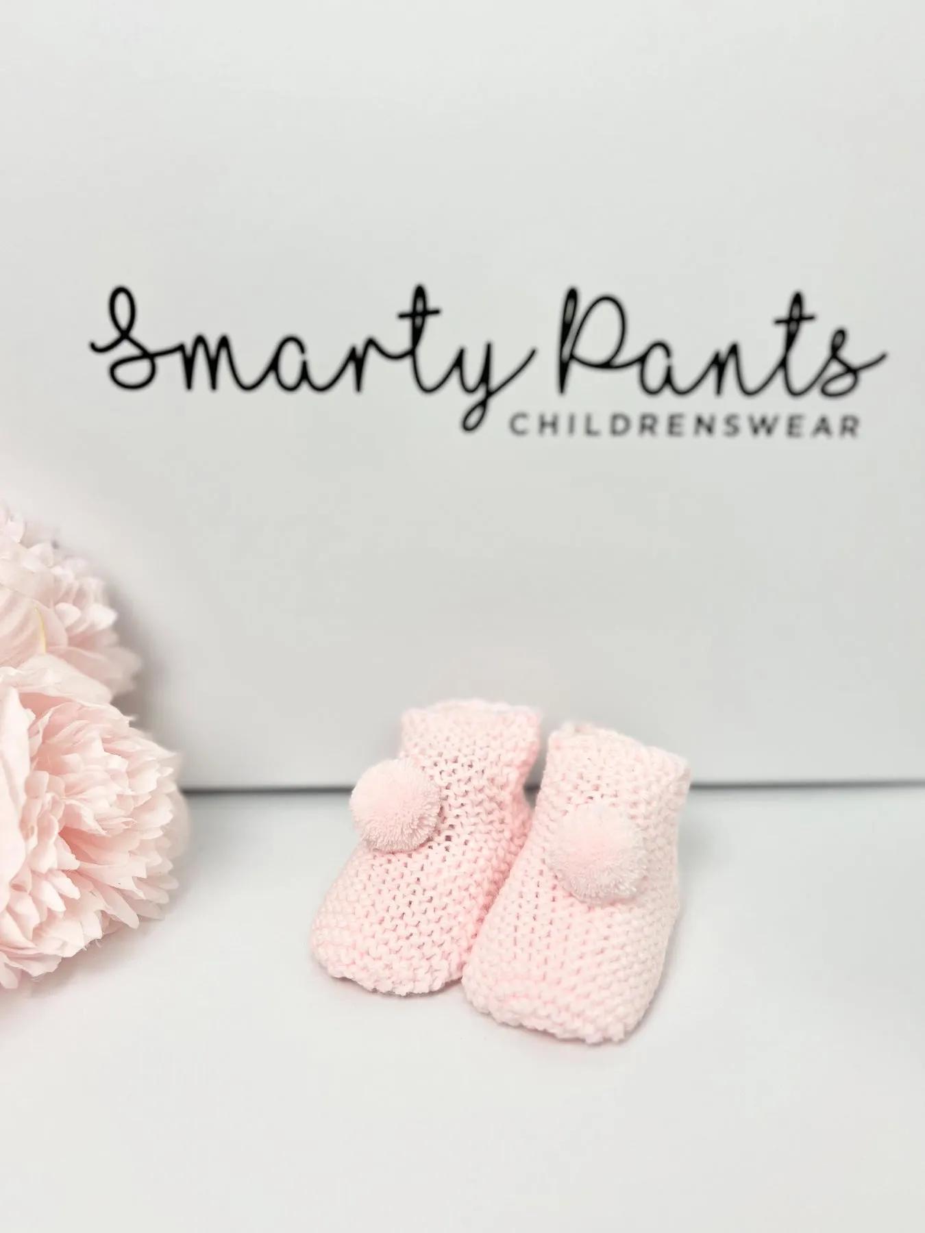 Knitted Pom Pom Booties - 2 Colours