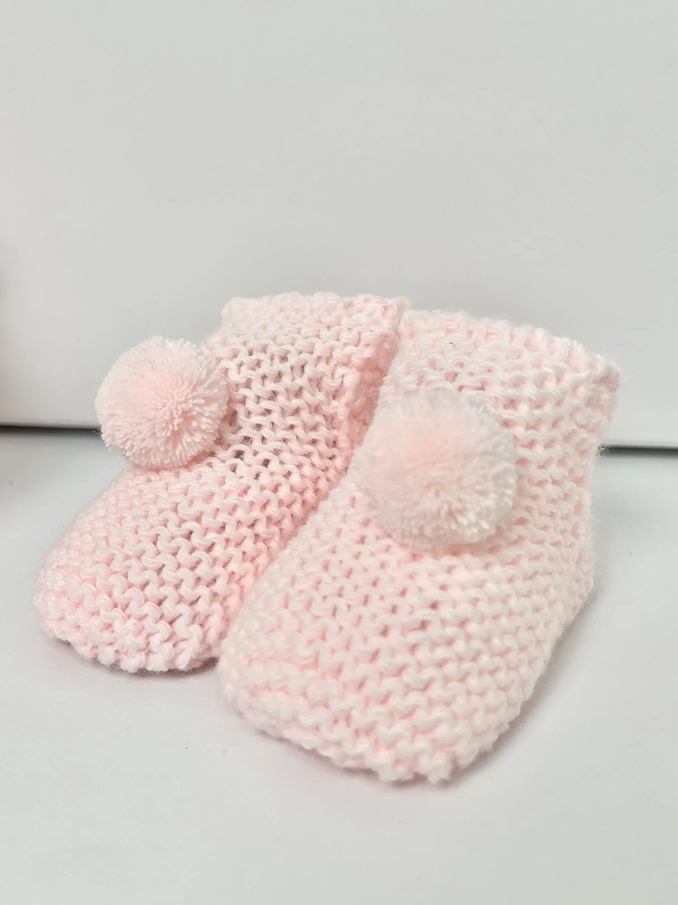 Knitted Pom Pom Booties - 2 Colours
