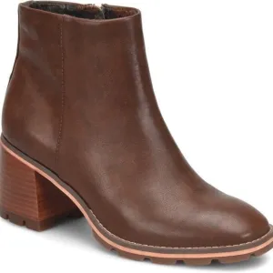 Kork-Ease Kecia Brown Cordovan Stacked Heel Zip Up Ankle Boots Size 9.5