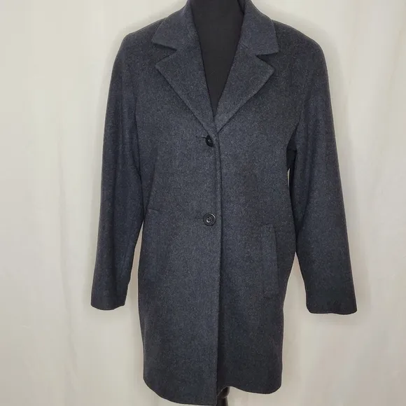 Kristen Blake Womens 70% Wool 10% Cashmere Blend Two-Button Top Coat - Size S