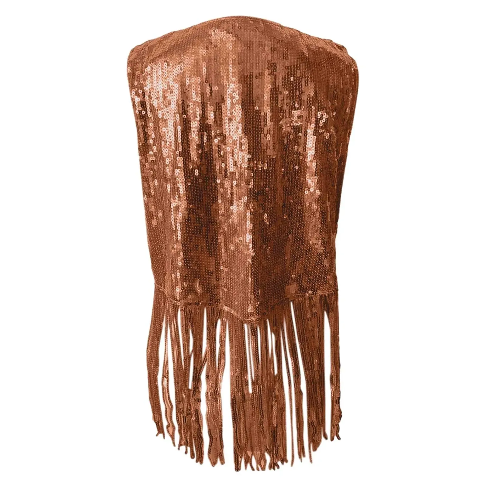 Ladies' Fashionable Solid Color Tassel Vest With Sequins Cowboy Cardigan Vest Sleeveless 70s Hippie Clothes Jackets Y2k Cropped