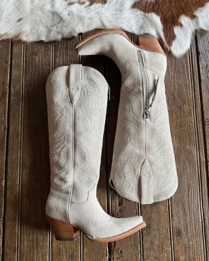 Laramie StretchFit Western Boot (Oyster Suede)