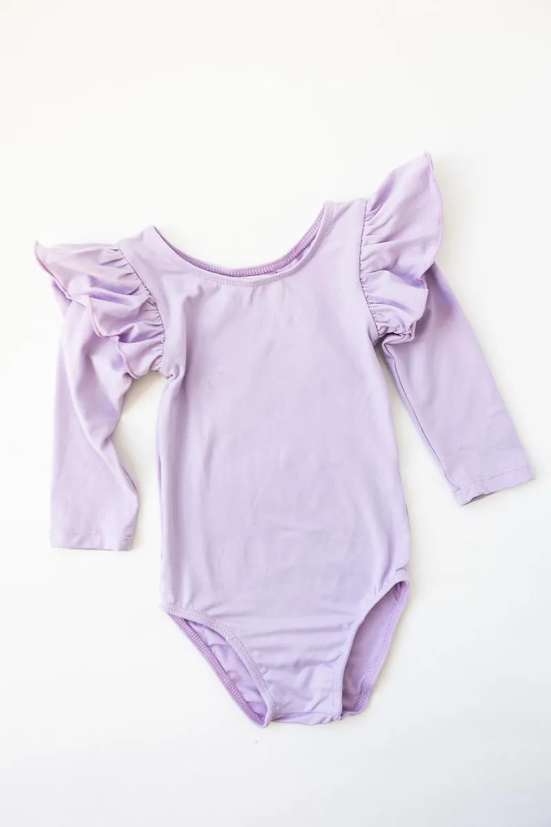 Lavender L/S Flutter Sleeve Leotard