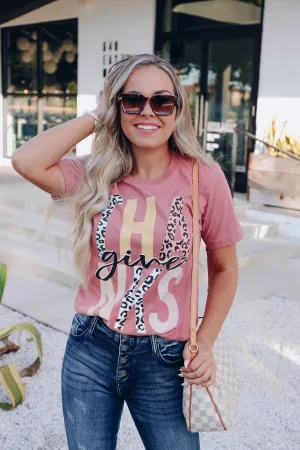 Leopard Print Give Thanks Graphic Tee