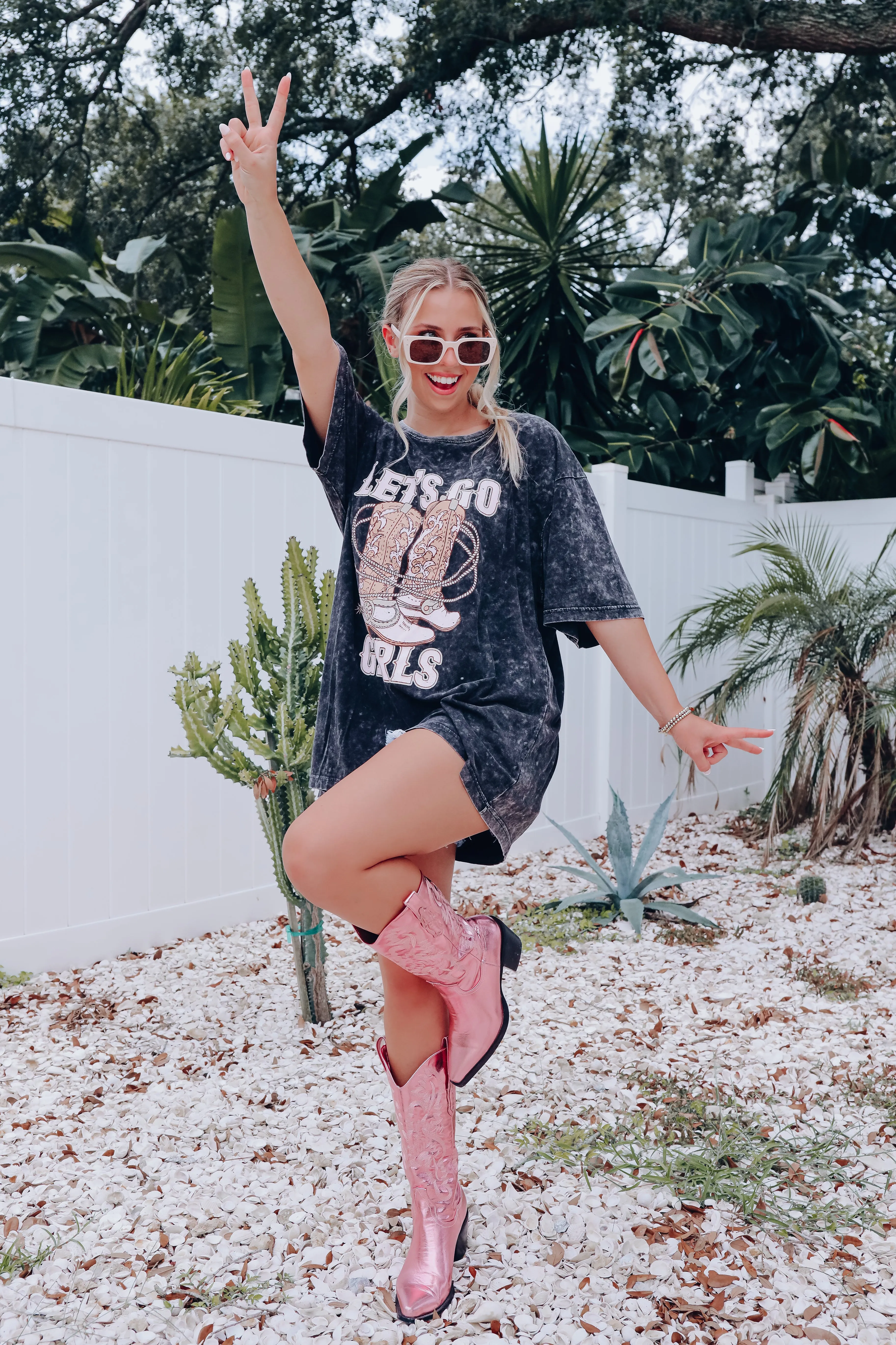 Let's Go Girls Boots Graphic Tee - Black