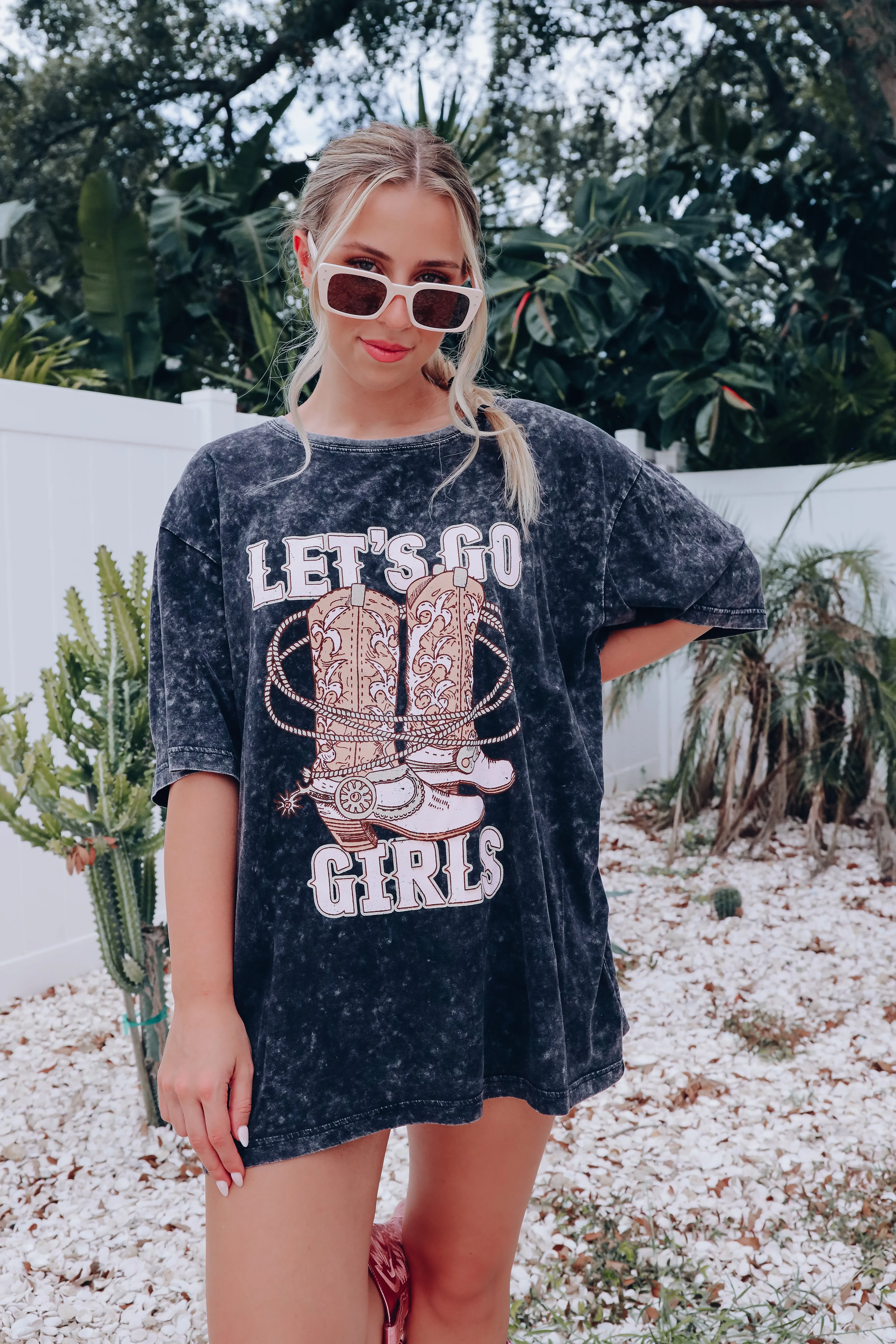 Let's Go Girls Boots Graphic Tee - Black