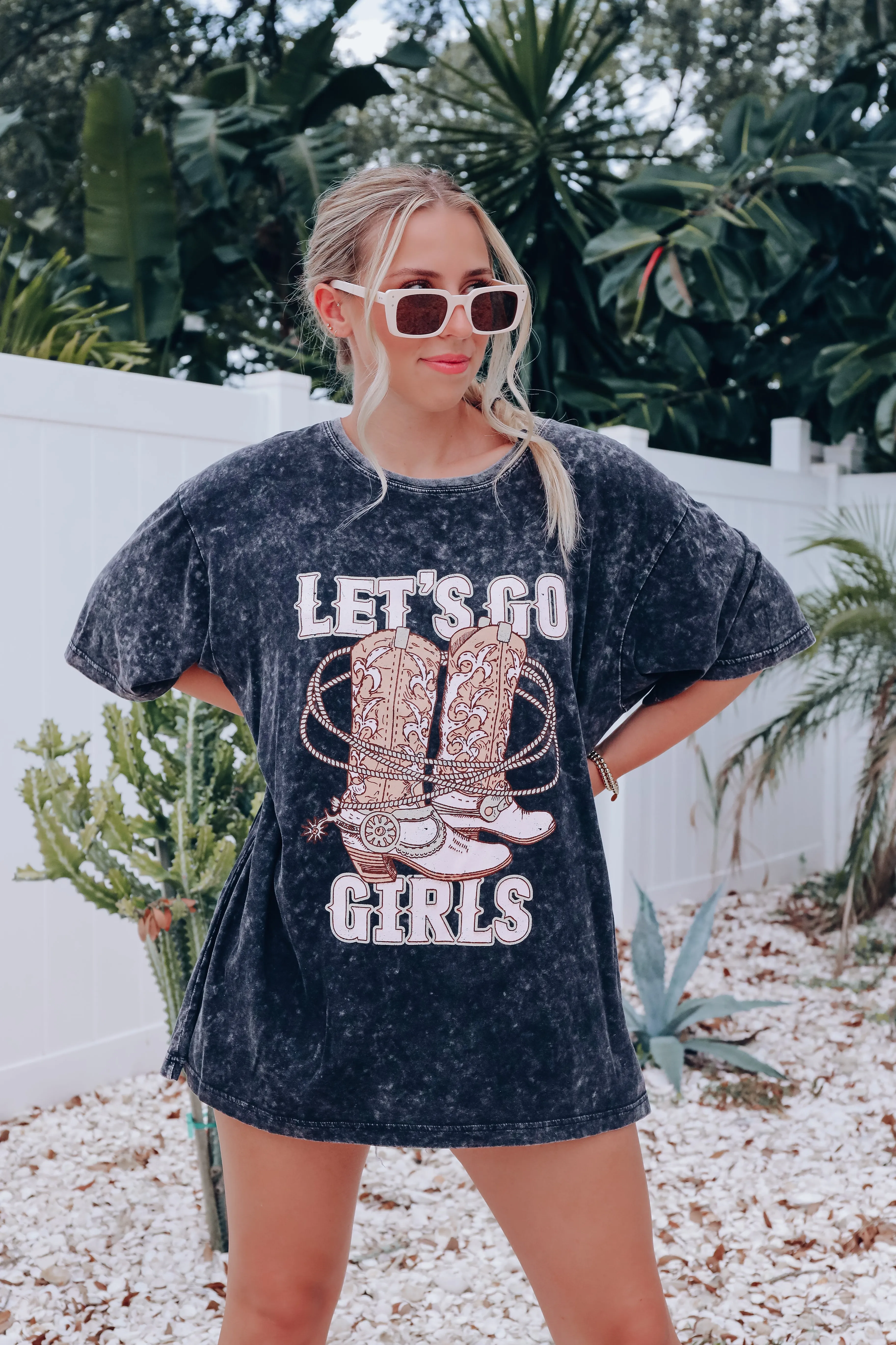 Let's Go Girls Boots Graphic Tee - Black
