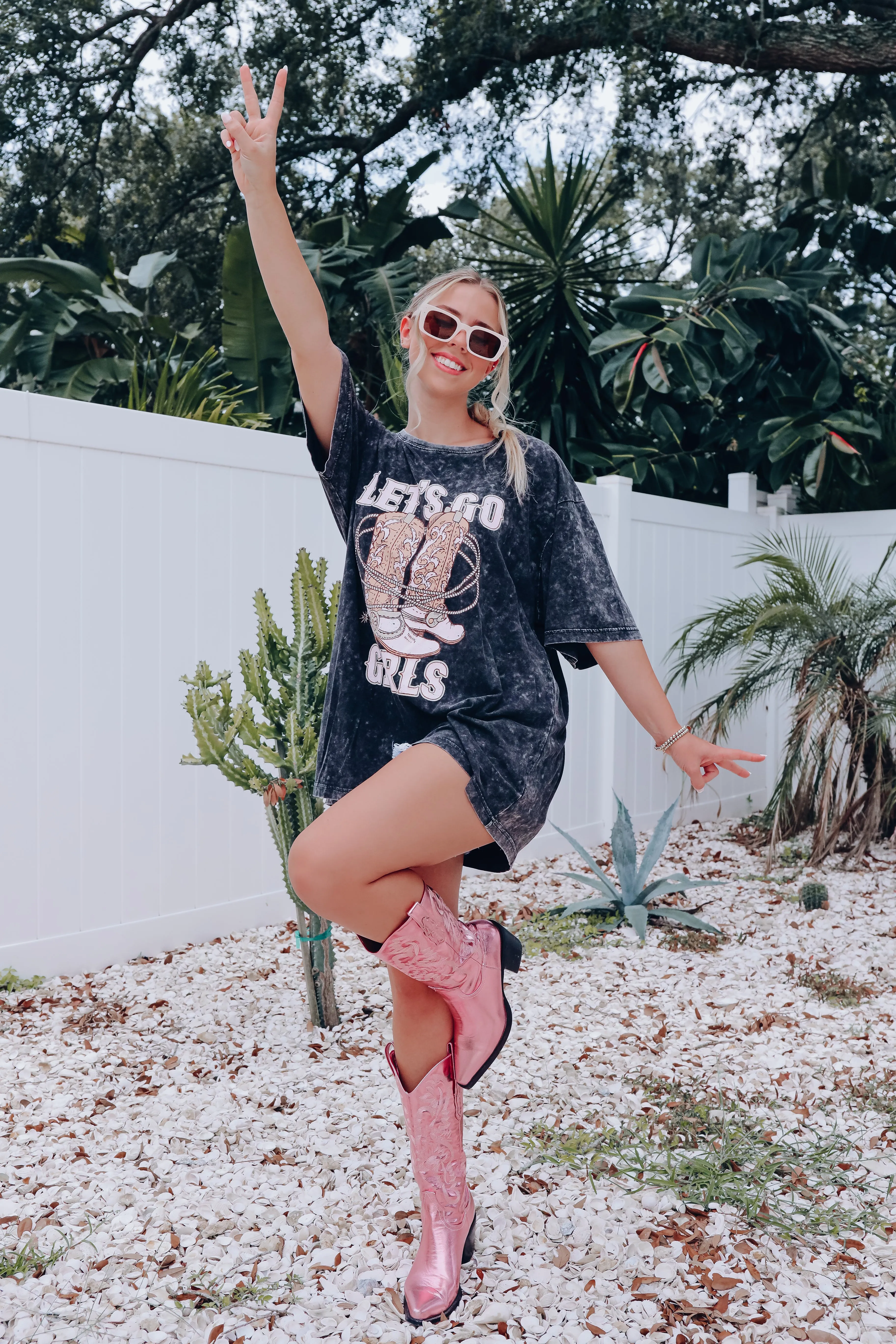 Let's Go Girls Boots Graphic Tee - Black