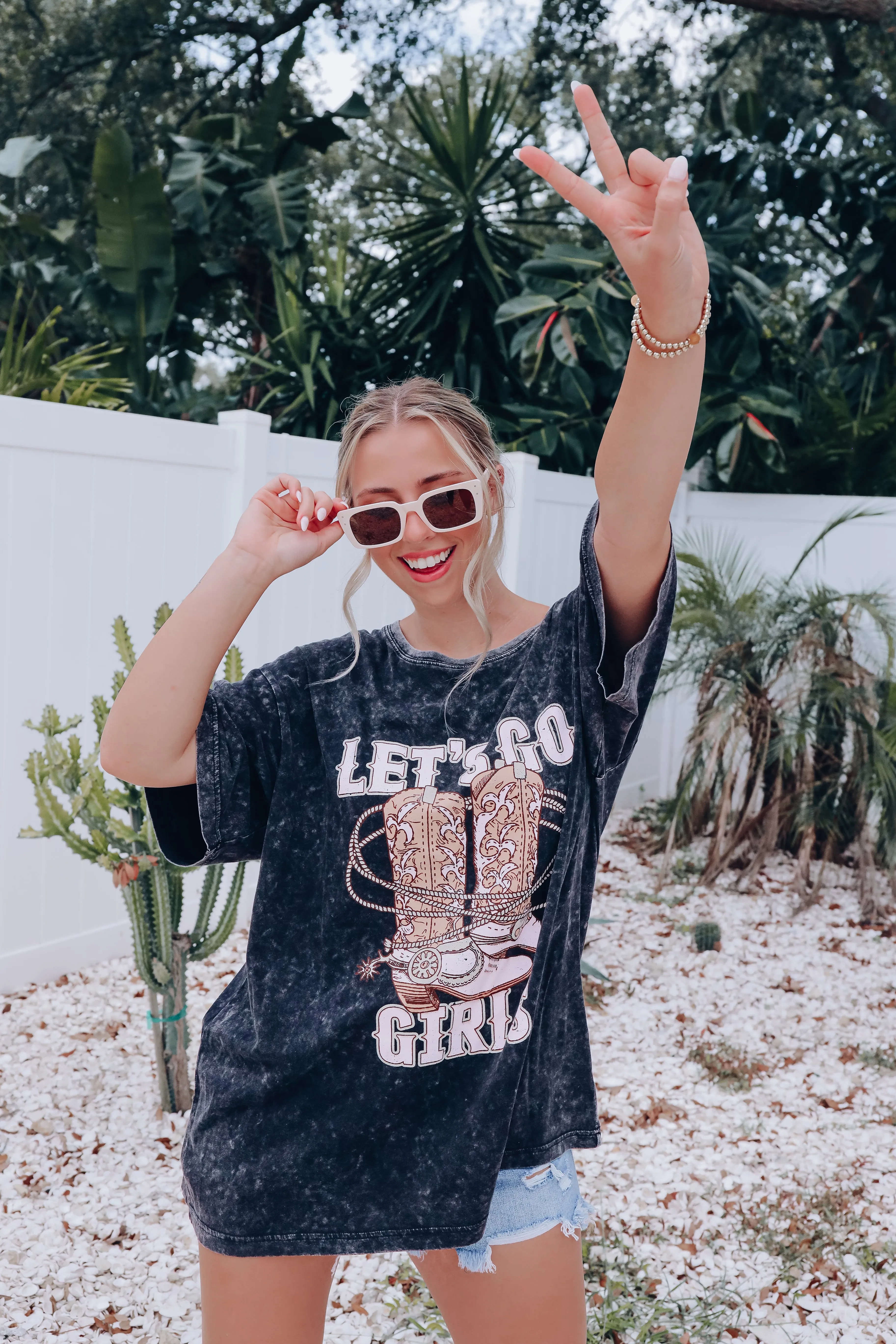 Let's Go Girls Boots Graphic Tee - Black