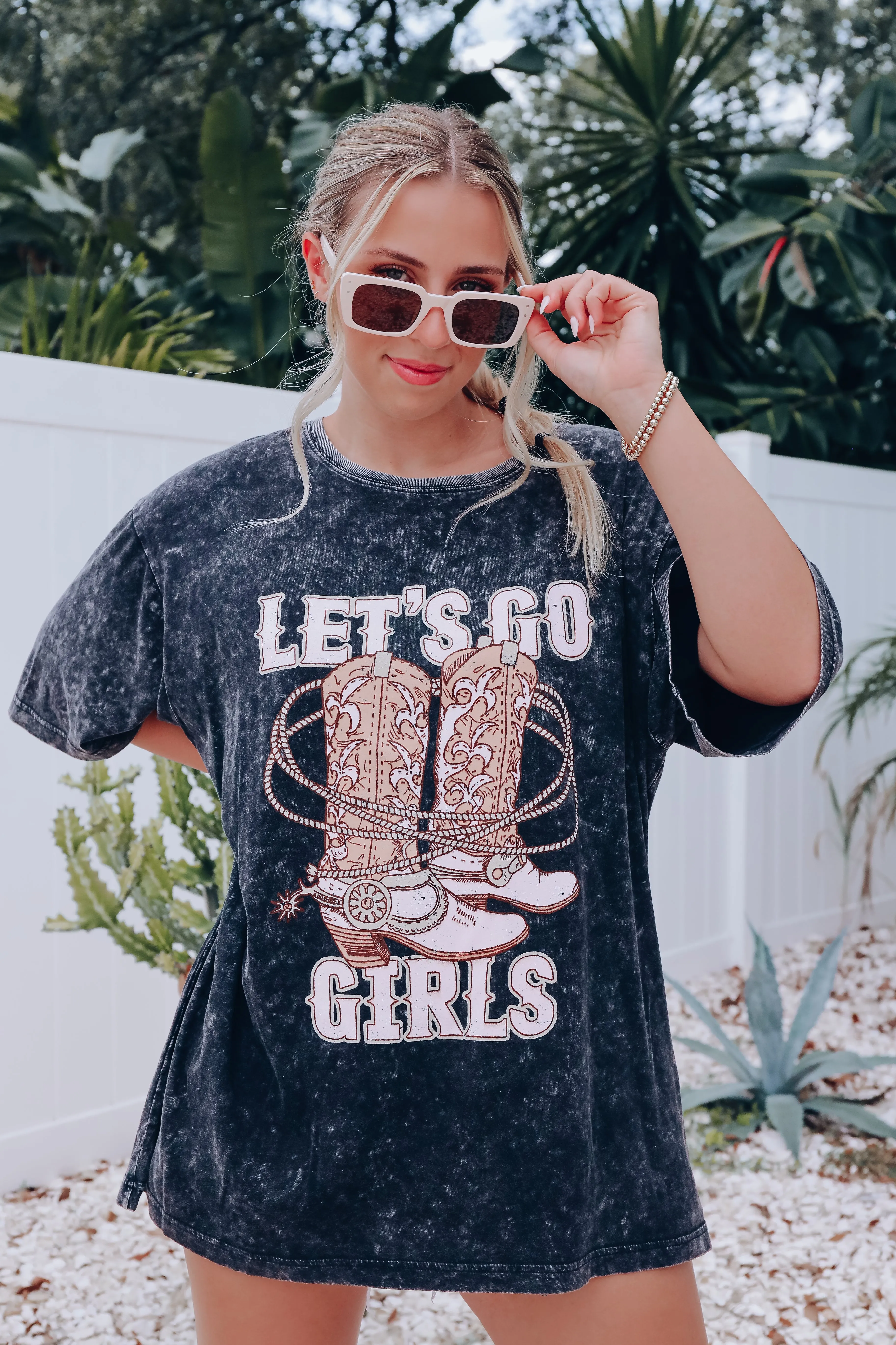 Let's Go Girls Boots Graphic Tee - Black