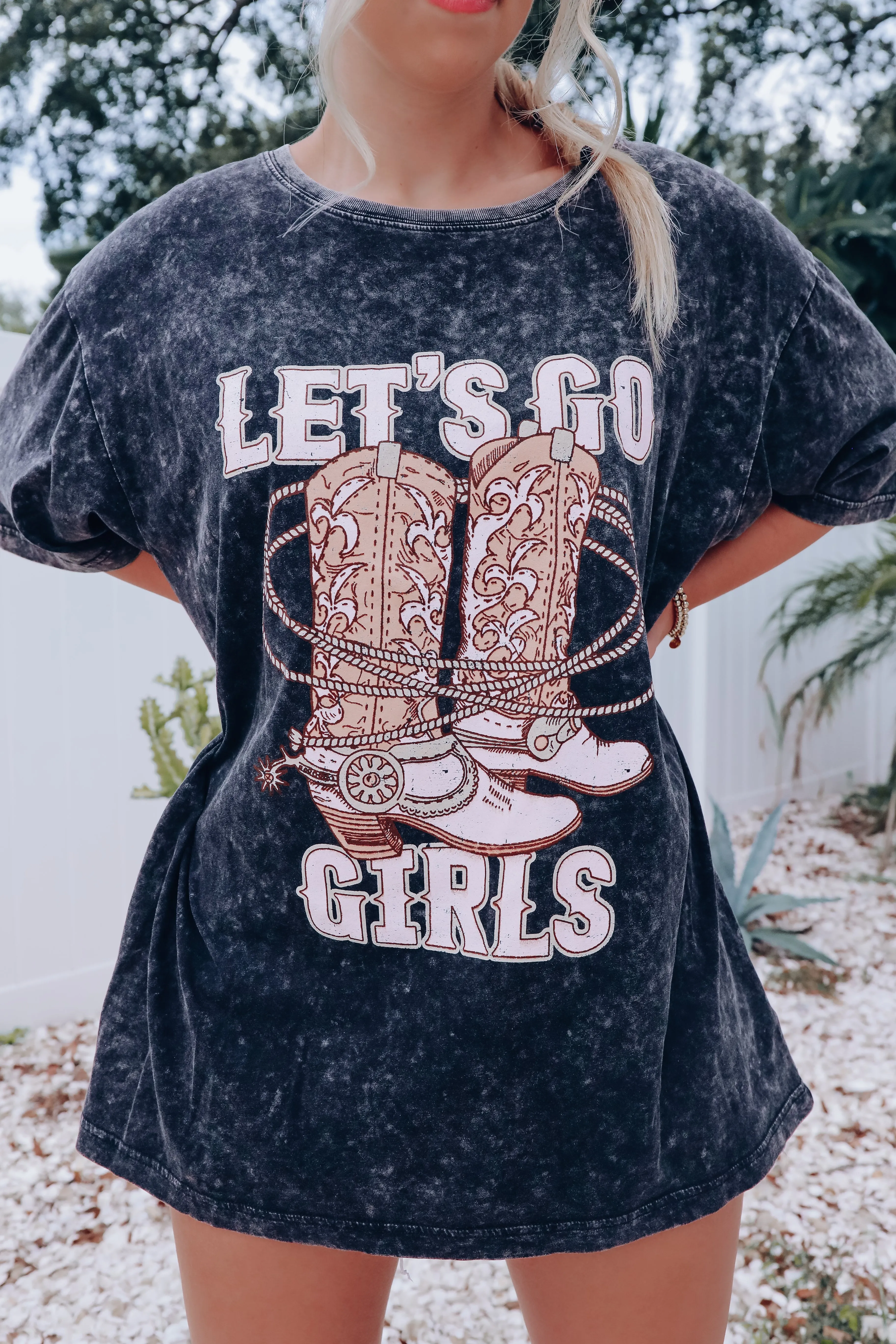 Let's Go Girls Boots Graphic Tee - Black