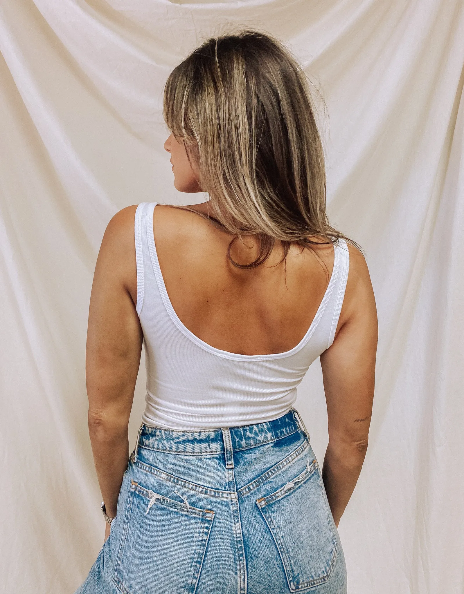 Lindsey Tank Bodysuit - White