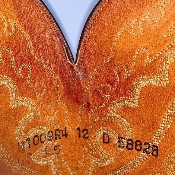 LUCCHESE 1883 Lizard Exotic Skin Goat Leather Brown Cowboy Western Boots