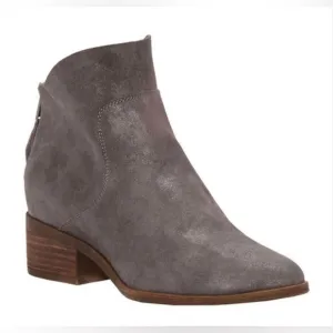 Lucky Brand Lahela Boots Soft Leather Booties 7.5 Slight Shimmer Charcoal Gray
