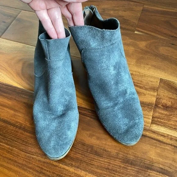 Lucky Brand Lahela Boots Soft Leather Booties 7.5 Slight Shimmer Charcoal Gray