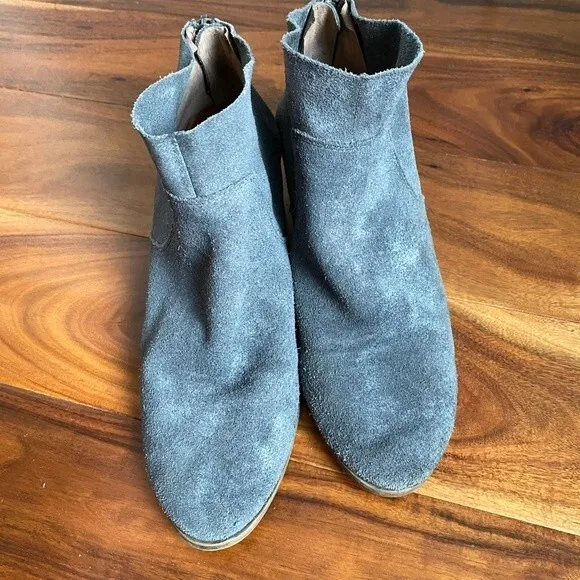 Lucky Brand Lahela Boots Soft Leather Booties 7.5 Slight Shimmer Charcoal Gray