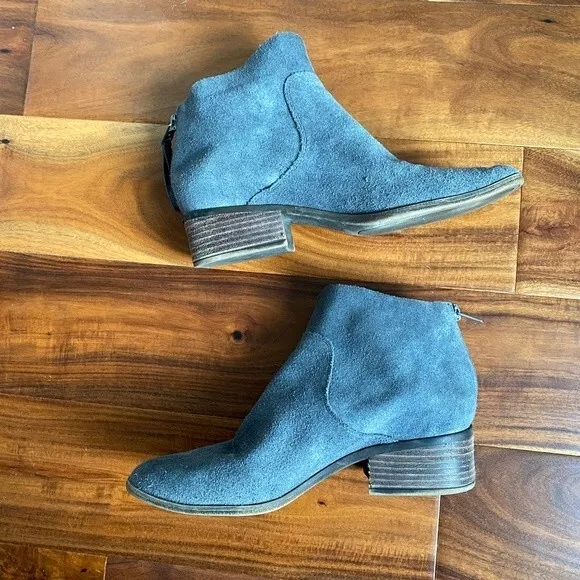 Lucky Brand Lahela Boots Soft Leather Booties 7.5 Slight Shimmer Charcoal Gray