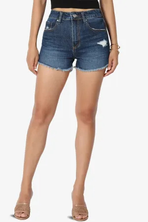 Lulu High Rise Cut Off Shorts in Off Duty Dark