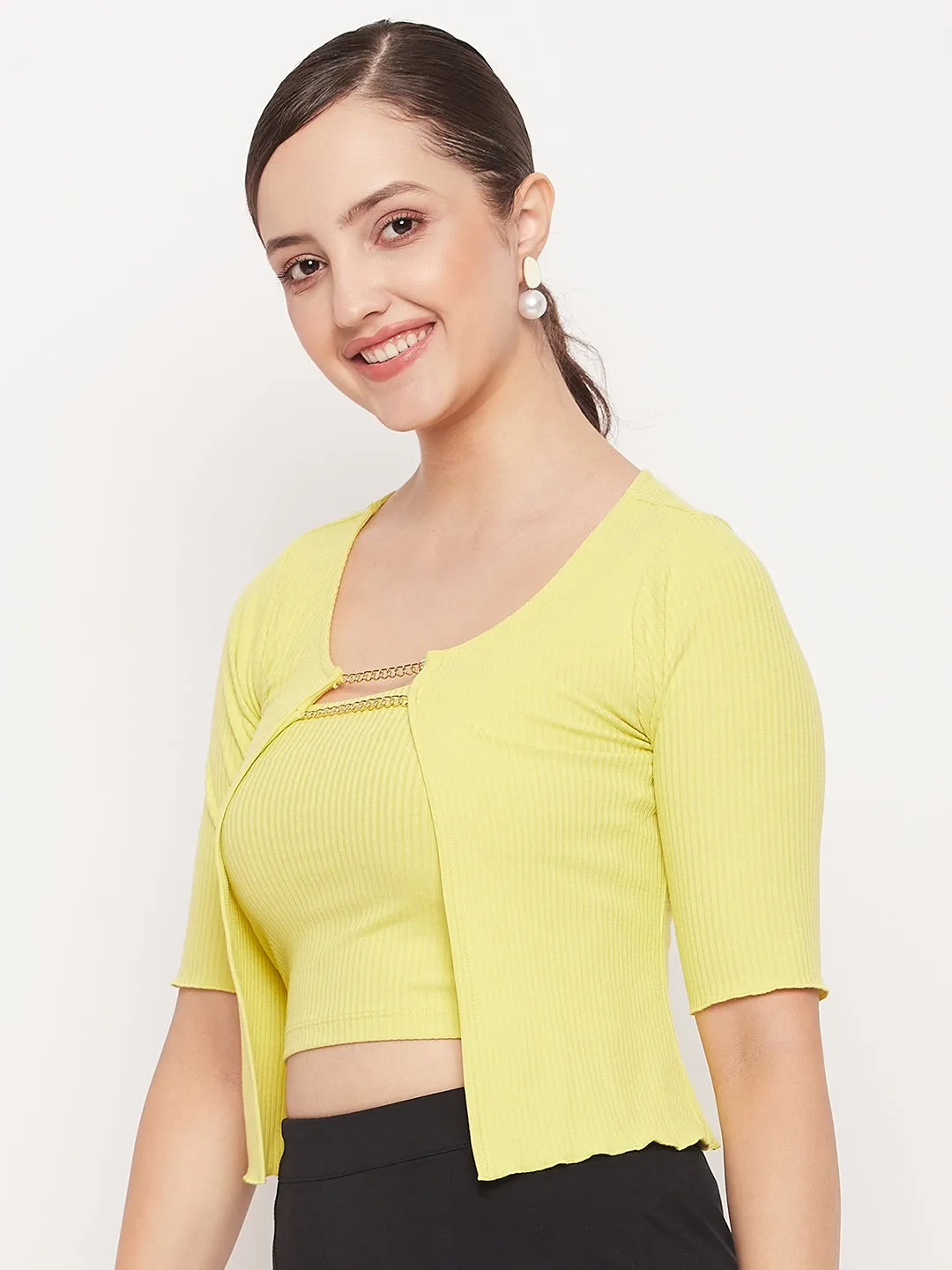 Madame Lemon Chain Detailed Crop Top