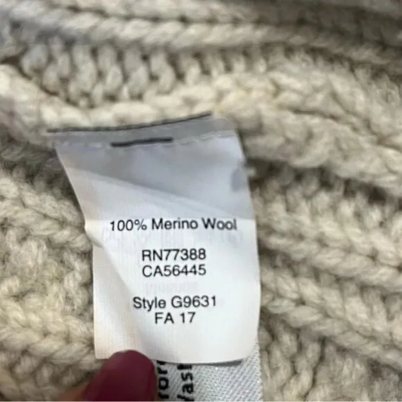 Madewell Fringe Sleeve Merino Wool Fisherman Cable Knit Open Cardigan Pockets XS