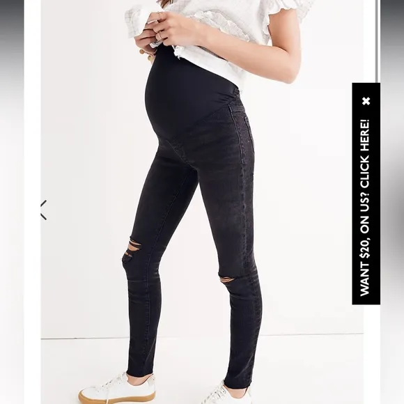 Madewell Maternity Over-the-Belly Skinny Jeans in Black Sea SZ 27