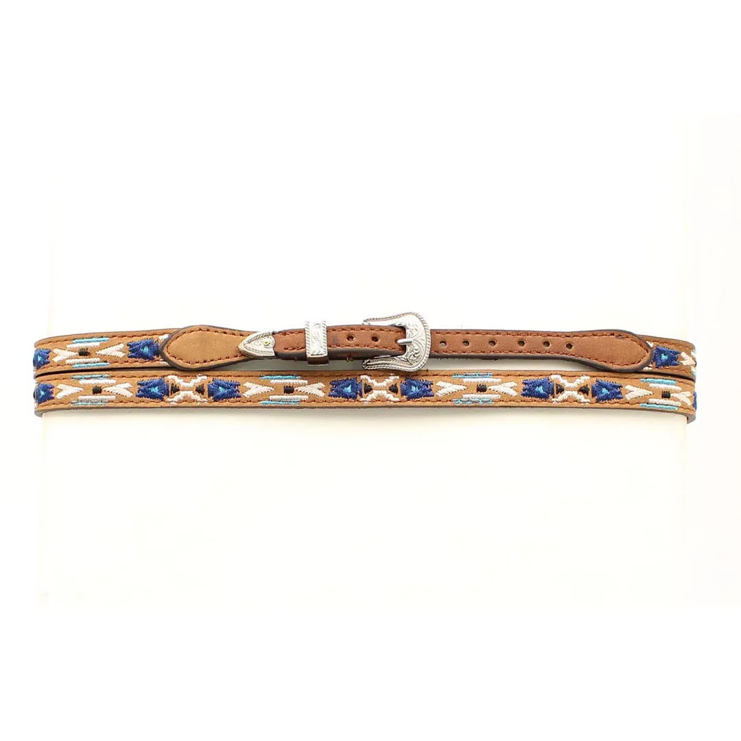 M&F Western Aztec Design Brown Leather Hatband