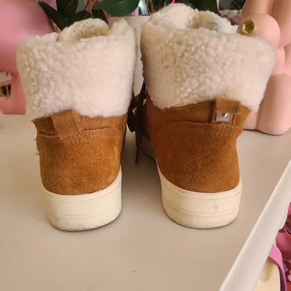 Marc Fisher Brown Leather Bootie with White Size 6