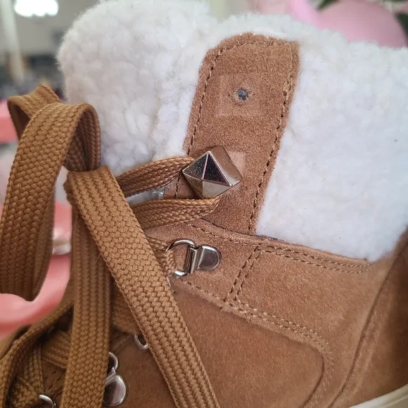 Marc Fisher Brown Leather Bootie with White Size 6