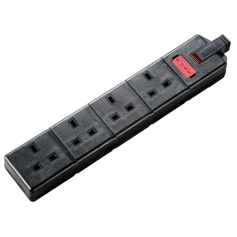 Masterplug EXS1342B 4 Socket 2m 13A Heavy Duty Extension Lead Black