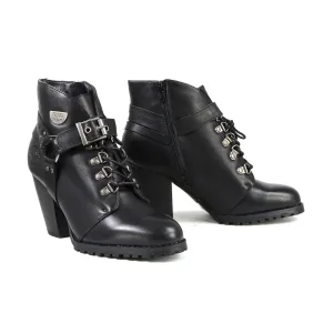 MBL9458 Women's Black Leather Boots with Classic Harness Ring