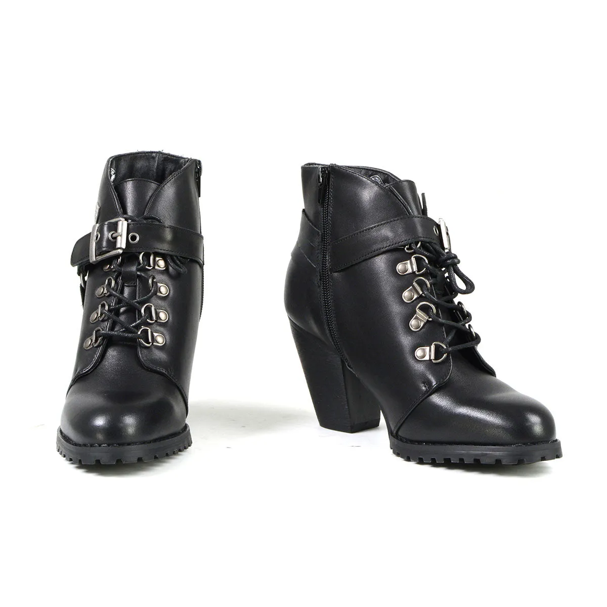 MBL9458 Women's Black Leather Boots with Classic Harness Ring