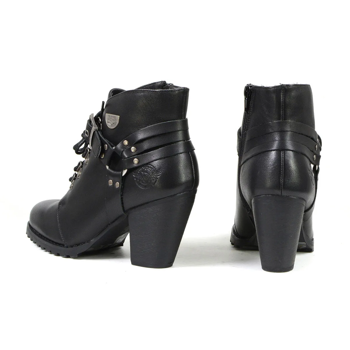 MBL9458 Women's Black Leather Boots with Classic Harness Ring