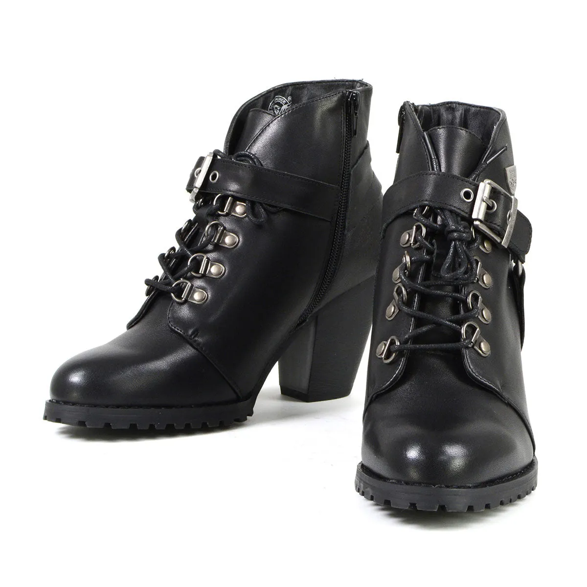 MBL9458 Women's Black Leather Boots with Classic Harness Ring