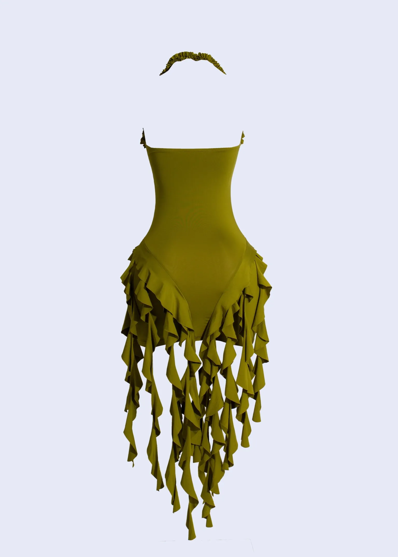 Meadowfall Ruffle Mini Dress Green