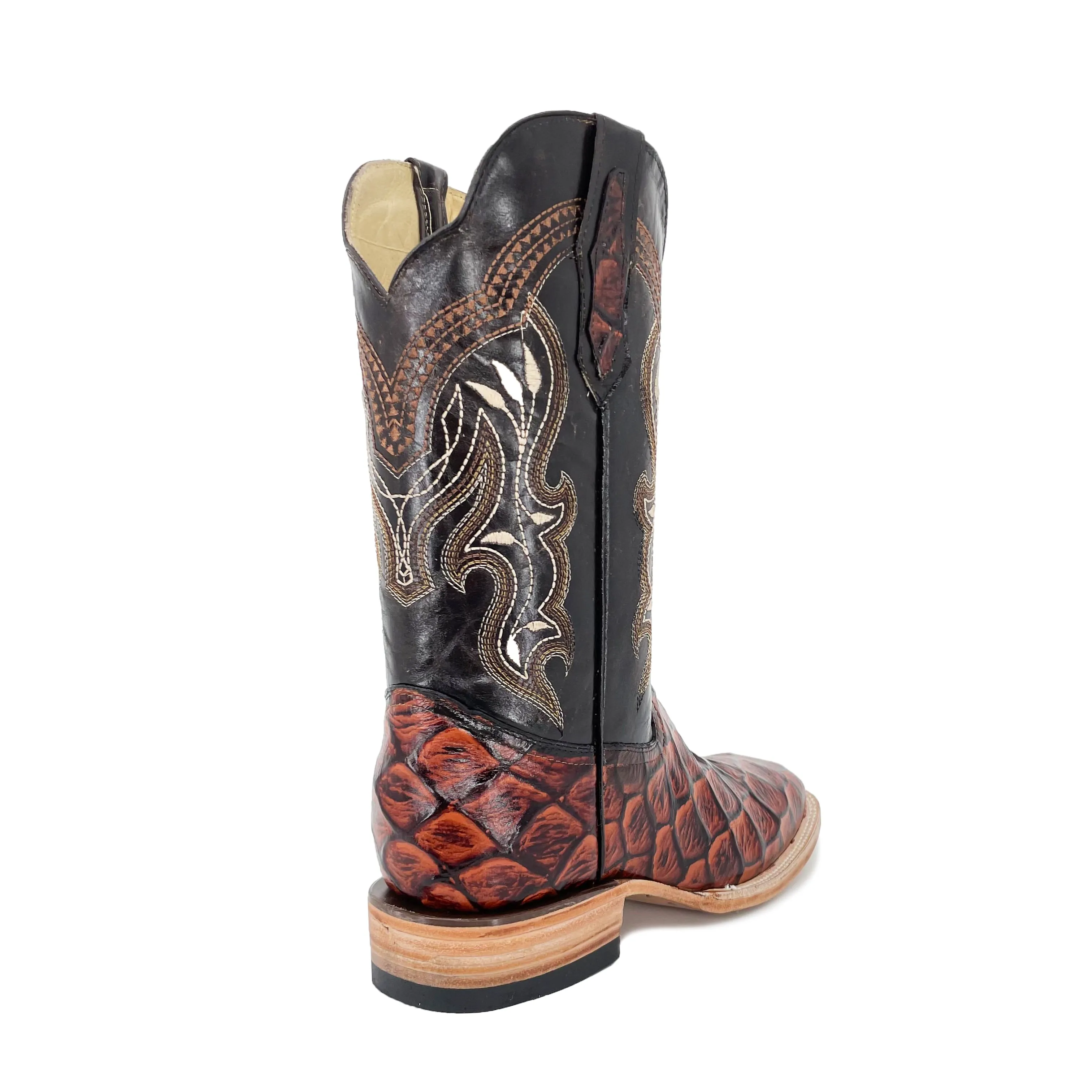 Men's Bulldog Exotic Leather Print Boots - Pirarucu Shedron