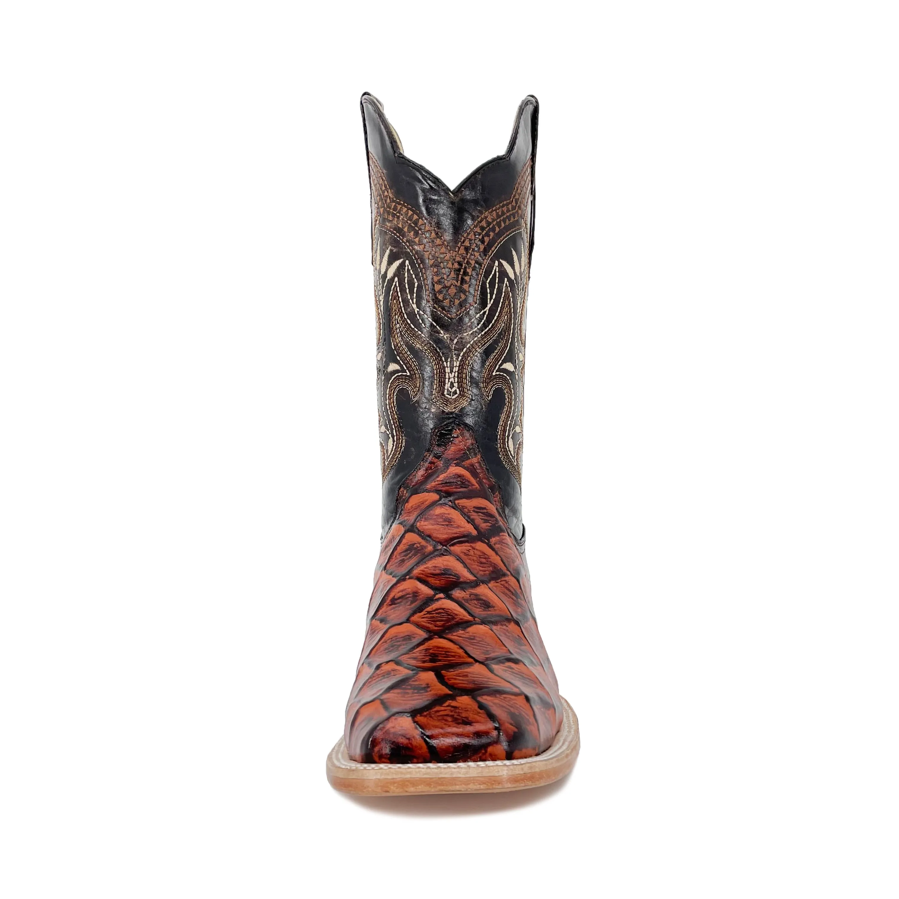 Men's Bulldog Exotic Leather Print Boots - Pirarucu Shedron