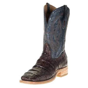 Men's Corral Rodeo Performance Chocolate Caiman Blue Embroidery Top Square A4057