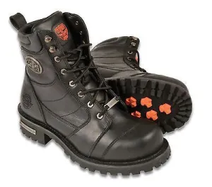 MEN'S MOTORBIKE REAL LEATHER 8 INCH CLASSIC LOGGER BOOT THICK LEATHER WITH LACES