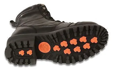 MEN'S MOTORBIKE REAL LEATHER 8 INCH CLASSIC LOGGER BOOT THICK LEATHER WITH LACES