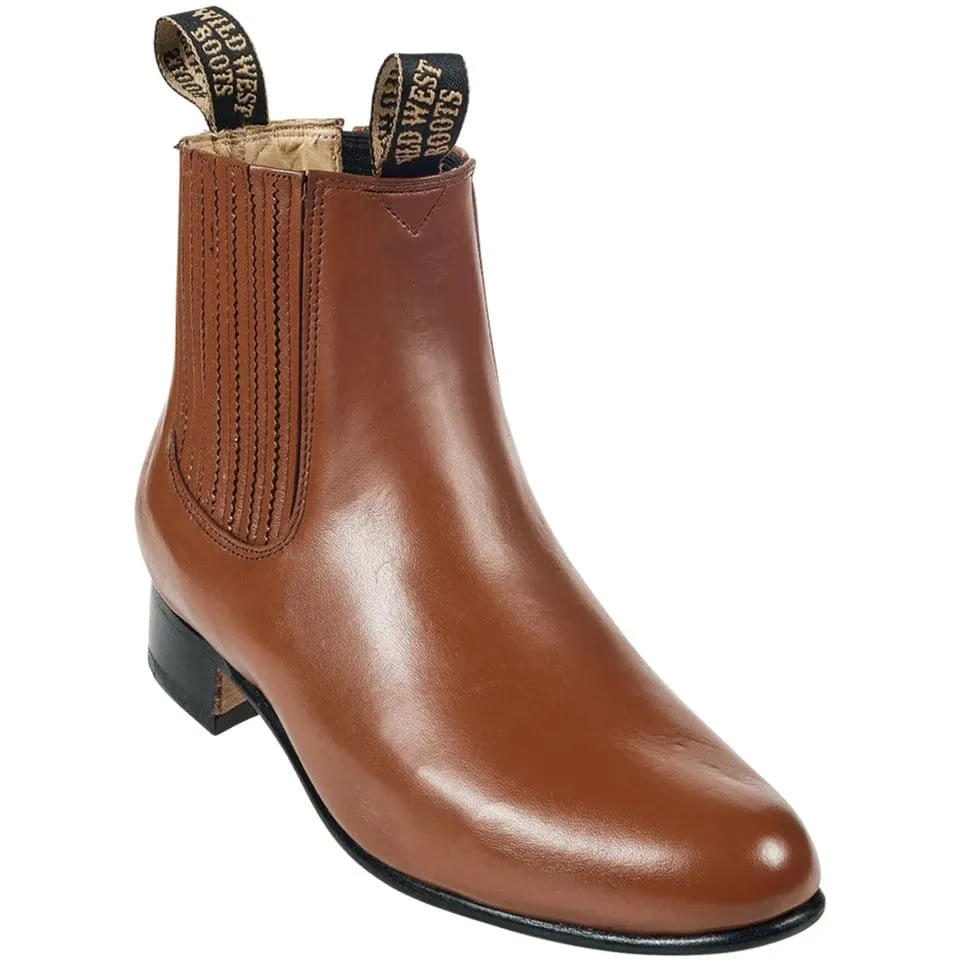 Men's Wild West Deer Skin Round Toe Charro Short Boots 26151