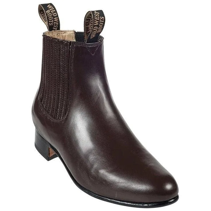 Men's Wild West Deer Skin Round Toe Charro Short Boots 26151
