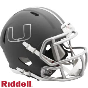 Miami Hurricanes Helmet Riddell Replica Mini Speed Style Slate Alternate