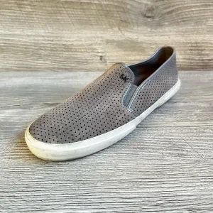 Michael Kors Brett perforated pearl grey suede leather slip on sneakers size 7