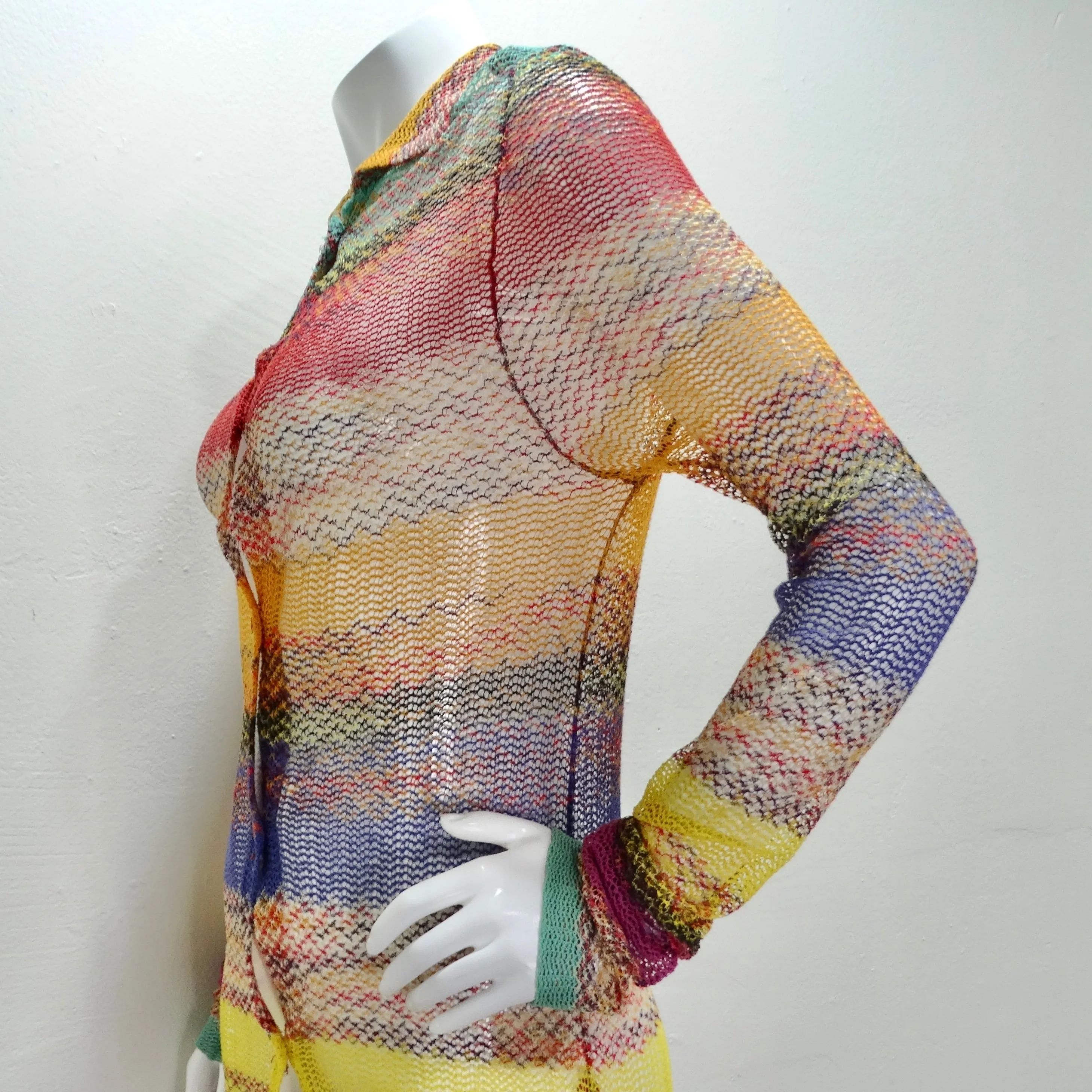 Missoni 1980s Multicolor Knit Button-Up Cardigan