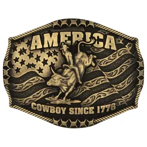 Montana Silversmiths "America Cowboy Since 1776" Bull Rider Attitude Buckle