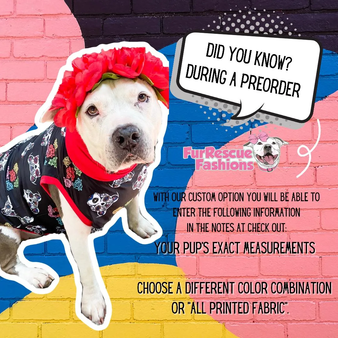 Muddy Pups - Dog Pajama with Fuchsia OR Yellow Neck & Trim/Sleeves