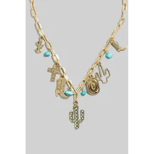 Multi Assorted Western Cowboy Charm Necklace