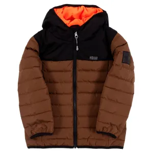 Nano Hooded Jacket in Brown/Black : Size 2 to 14
